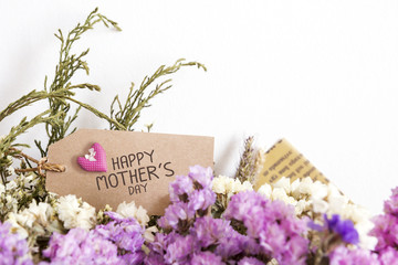 Bouquet of dried flowers with mothers day card