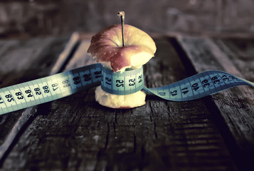 anorexia thinness measuring apple - obrazy, fototapety, plakaty