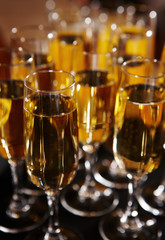 Yellow wine glasses.