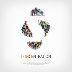 concentration people sign 3d