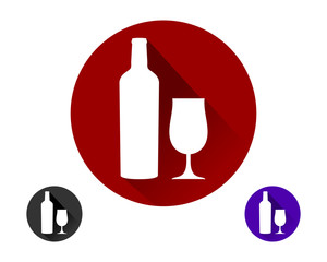 Wine Bottle & Glass Semi Flat Icon