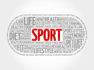 SPORT word cloud, fitness, health concept