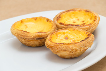Egg Tart on  white dish