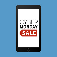 Cyber Monday sale website display on mobile phone vector promotion