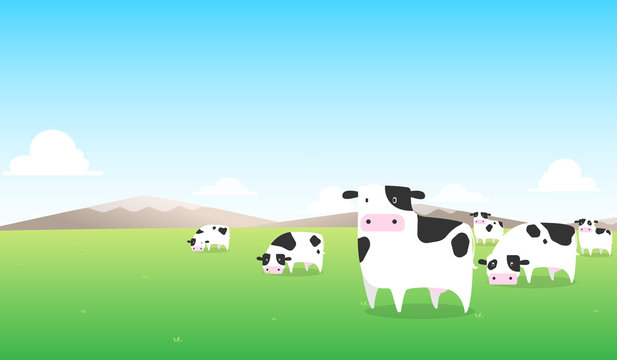 cow milk on green field