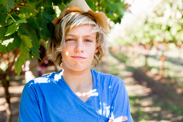 Boy in vineyard