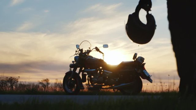 Steadicam shot: Getting big trip on a motorcycle
