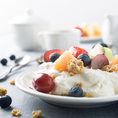 Quark with granola, fruits and berries