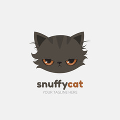 Snuffy cat logo template. Vector.