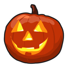 Pumpkin Isolated with Grin. Vector illustration