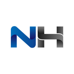 Modern Simple Initial Logo Vector Blue Grey Letters nh