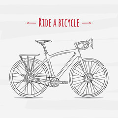 Bicycle vector illustration. Sketch bike drawing. Sport bicycle transportation