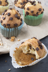 muffins with chocolate on a stone tray