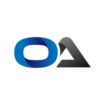 Modern Simple Initial Logo Vector Blue Grey Letters oa