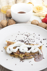 pancakes with cream and chocolate