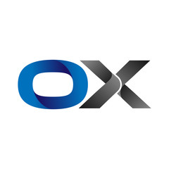 Modern Simple Initial Logo Vector Blue Grey Letters ox