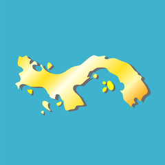 Golden map of Panama on blue
