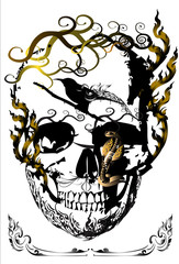skulls and bird line thai