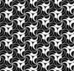Vector modern seamless geometry pattern twirl, black and white abstract geometric background, subtle pillow print, monochrome retro texture, hipster fashion design