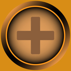 Fototapeta premium Icon orange plus