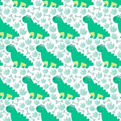 Dinosaur vector seamless pattern.