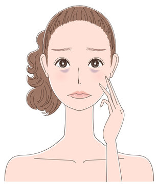 目の下のクマに悩む女性のイラスト
