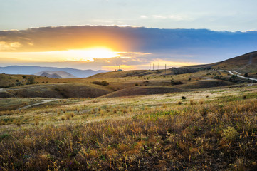Fototapeta premium road in a steppe