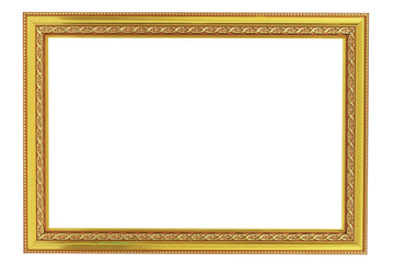 golden vintage frame isolated on white background