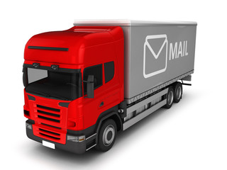 Mail truck isolated on white.3D illustration.