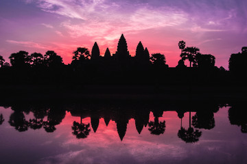 Angkor Wat temple at dramatic sunrise