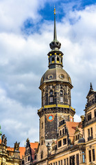 Fototapeta na wymiar Hausmannsturm tower at Dresden castle in Germany