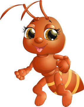 recommend clip art: cheerful ant on background