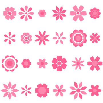 pink flowers set