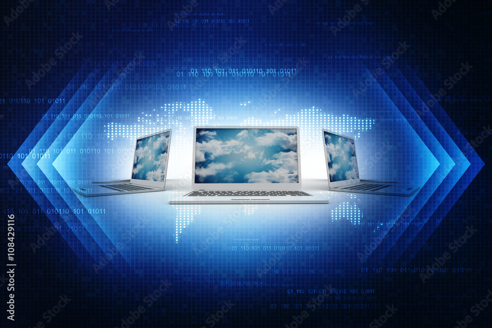 Poster 3d rendering technology computer network
