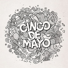 Cinco de Mayo. Cartoon vector hand drawn Doodle illustration