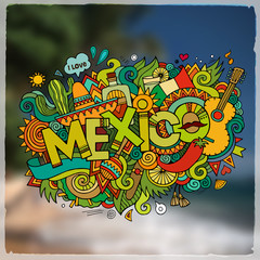 Mexico hand lettering and doodles elements emblem