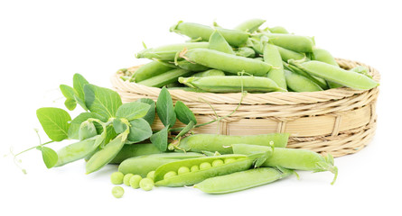 Green peas in basket.