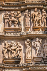 Cultural heritage of India  the sculptures made of sandstone, Kandariya Mahadeva, Khajuraho, Madhya Pradesh.