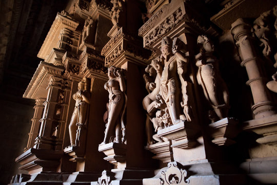 Cultural heritage of India  the sculptures made of sandstone, Kandariya Mahadeva, Khajuraho, Madhya Pradesh.