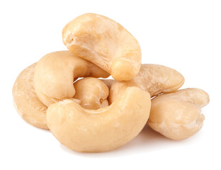 heap of cashew nuts isolated on a white background
