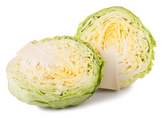 Obraz premium cut young cabbage head isolated on white background
