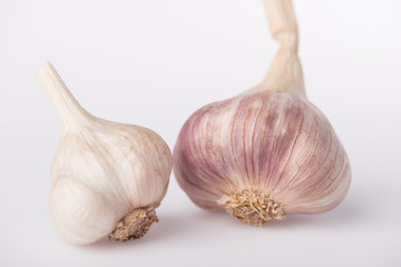 Garlic macro close up on white background