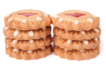 cookies with marmalade heart isolated on white background