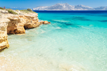Paradise beach on Koufonisia off the coast of Naxos, Cyclades, Greece - obrazy, fototapety, plakaty