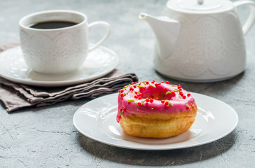 Fast food breakfast with donut