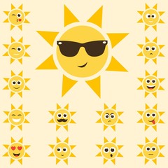 sun set with funny smiley faces