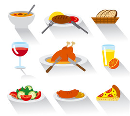 dinner flat icon set