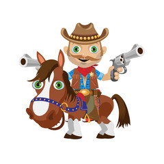 Fototapeta premium Cowboy rider on a stallion, Wild West character 