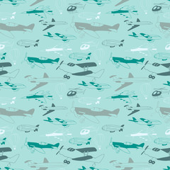 airplane seamless blue