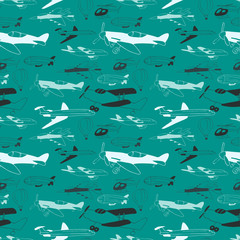 airplane seamless blue